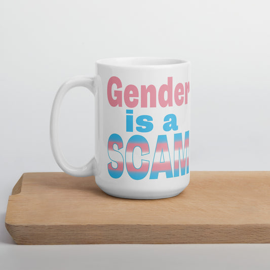 Gender Scam Glossy White Mug (right)